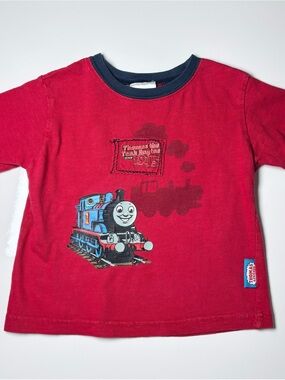 Vintage Thomas & Friends Red Graphic Ringer T-Shirt Toddler Size 2T Ganz Train